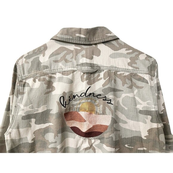 Dear John Womens Size Small Desert Sage Camo Embroidered Roxie Denim Jacket EUC - Picture 9 of 13